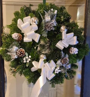 White Winter Holly Wreath